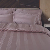 Turin Jacquard Wine Stripes 500TC 100% Cotton King Size Duvet Cover - MALAKO